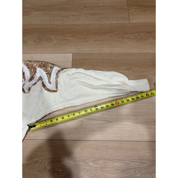 VINTAGE Lillie Rubin Sequin Sweater Ivory Gold White 80s Dolman Knit Size S - Picture 10 of 10